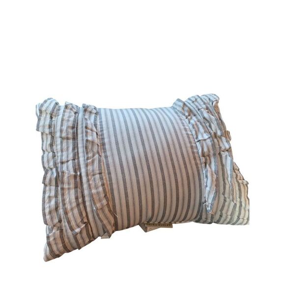 Laura Ashley Decorative Pillow Set‎ Of 2 Stripe & Floral Design Cotton Polyester - Picture 3 of 11